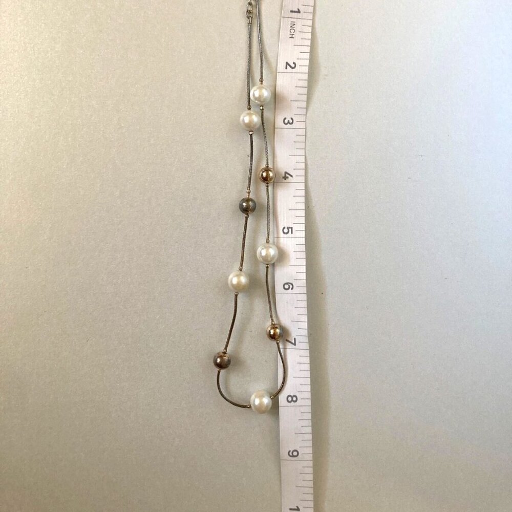 Lot of 2 Anne Klein Loft Outlet jewelry GOLD SILVERTONE PEARL bead Necklaces - Picture 15 of 15